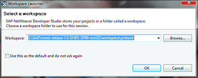 Selecting a Workspace in SAP NetWeaver Developer Studio