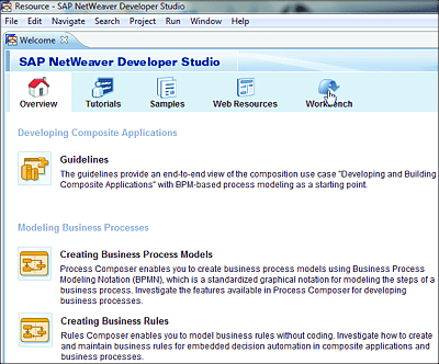 SAP NetWeaver Developer Studio Welcome Page