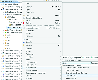 Generation of the Java Client Proxy from the Imported WSDL