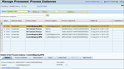 The Main Page for Managing Processes