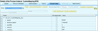 Inspection of the Context Data of a Process Instance