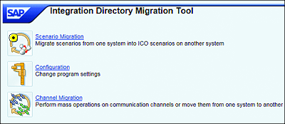 Integration Directory Migration Tool Main Page