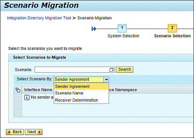 Selecting the Scenario Migration Criteria