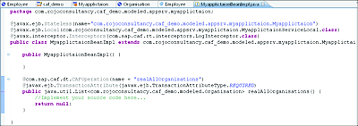 Example EJB with Implementation Open for Custom Logic