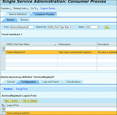 Services Registry Configuration