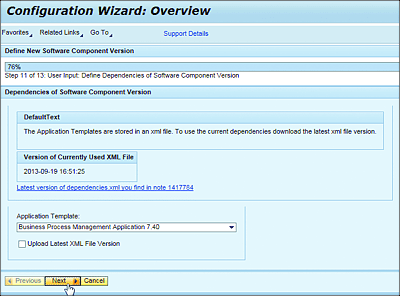 Configuration Wizard: Select Application Template