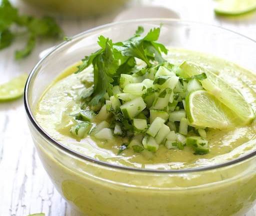 Cold Thai Cucumber Avocado Soup with Cucumber Relish