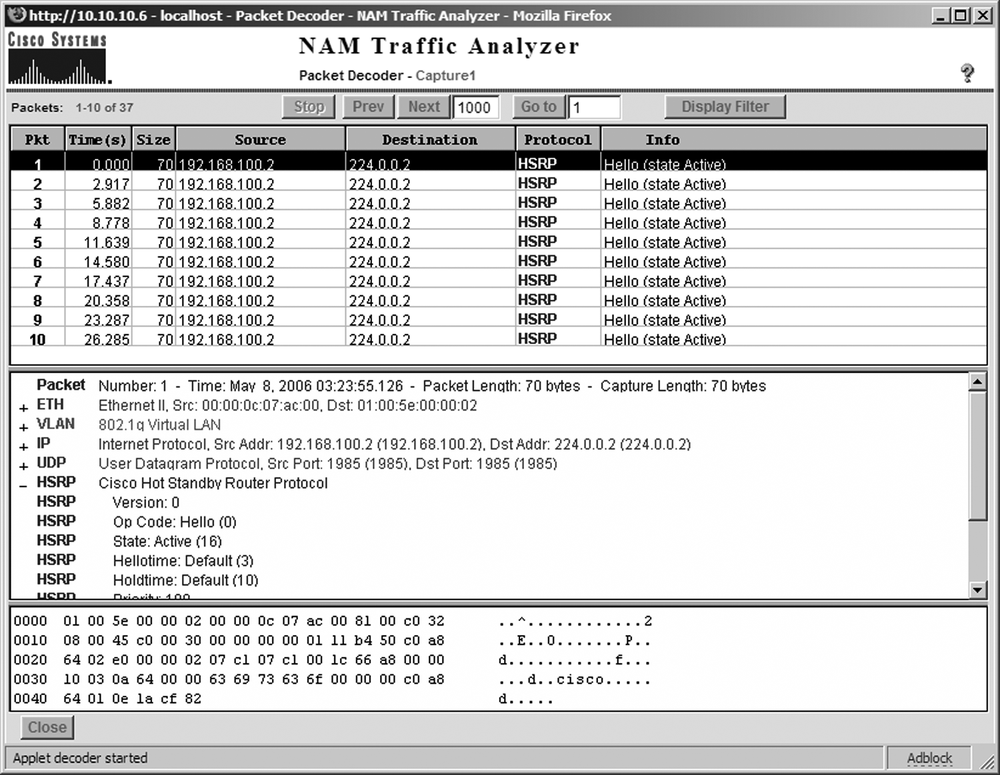 NAM packet capture detail