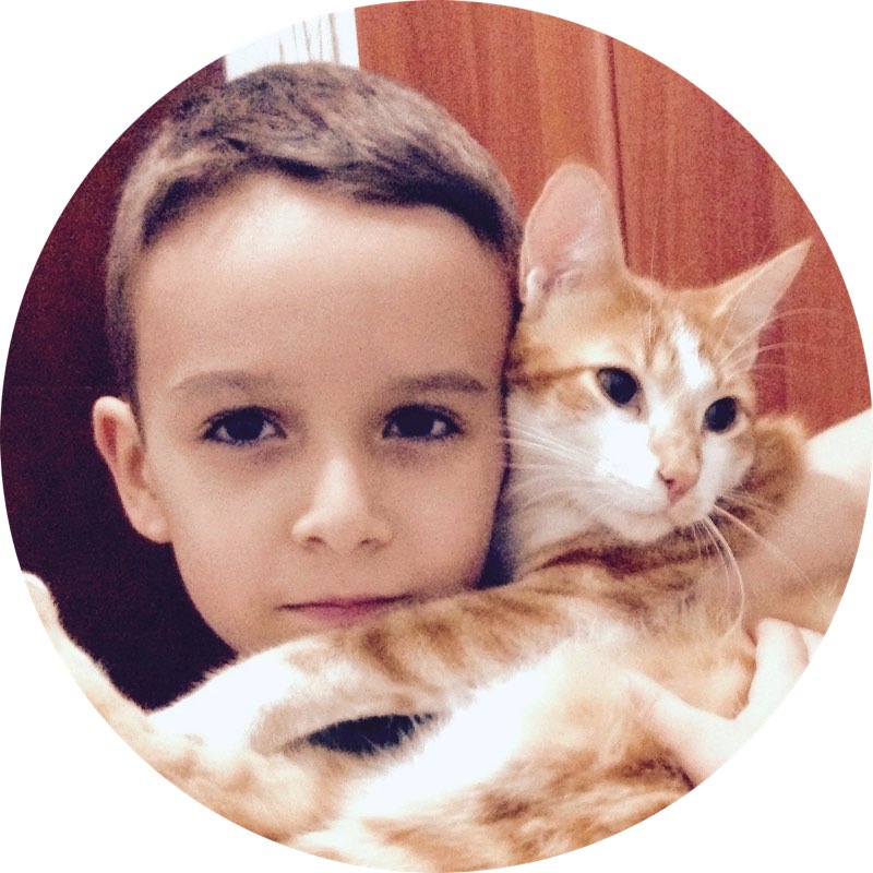 My son and his cat