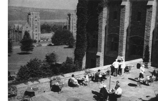 WORLD WAR MEMORIAL FROM WILLARD STRAIGHT TERRACE, CORNELL UNIVERSITY, ITHACA