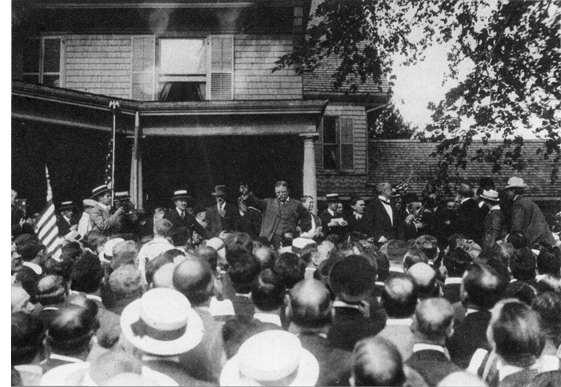 THEODORE ROOSEVELT Addressing Visitors at Sagamore Hill, His Oyster Bay Home (1916)