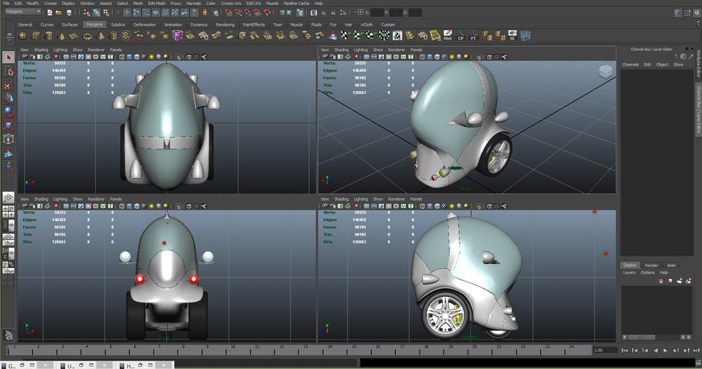 Modeling the Futurgo in Autodesk Maya; image courtesy TC Chang