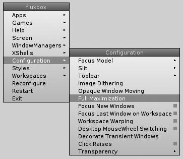 Fluxbox Configuration submenu