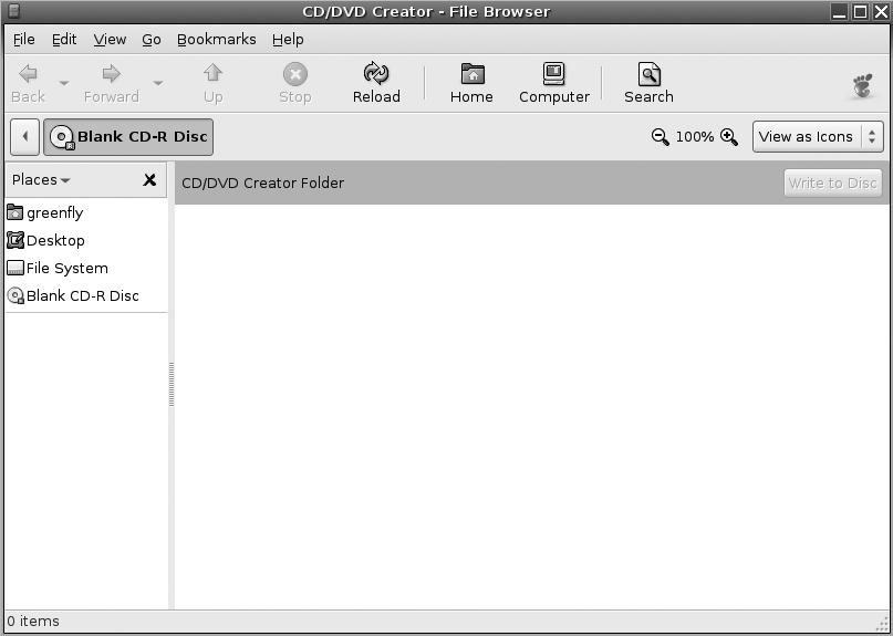 The default Nautilus CD/DVD-burning window