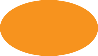 An orange ellipse on a white background