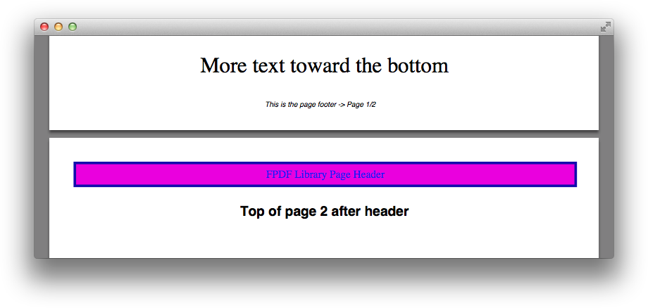 FPDF header and footer addition