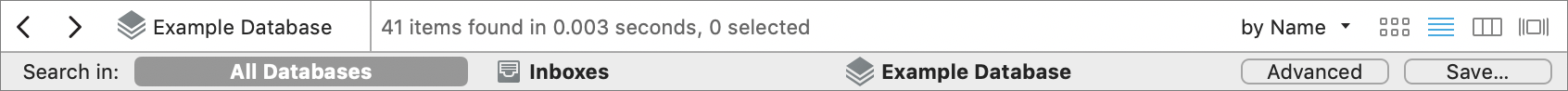 Figure 63: The search scope bar appears below the path bar when you press Return or Enter after entering a search term.