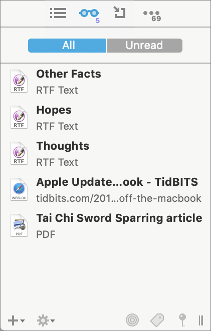 Figure 10: Documents to be read appear in the Reading List sidebar.