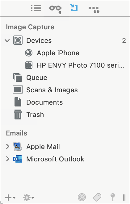 Figure 11: The Import sidebar provides just one of several ways to import scanned documents and email messages.