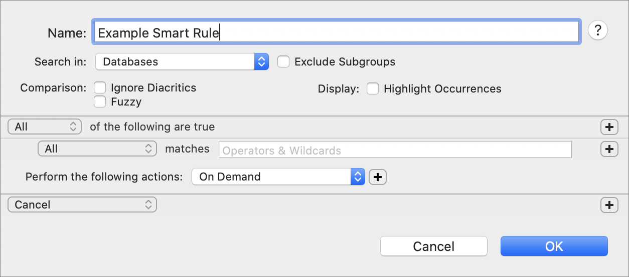 Figure 79: Create a smart rule using this dialog.