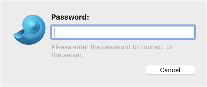 Figure 84: Enter the password you set up on the server Mac here.