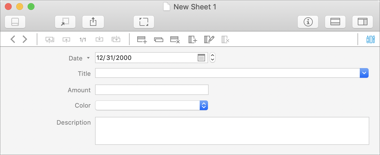 Figure 34: This is the same sheet as in the previous example, but shown in form view.