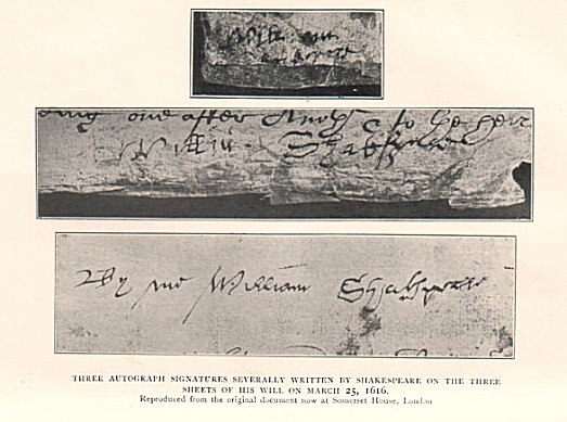 Signatures from each sheet of the will