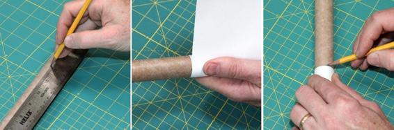 Measure the location to cut, then use a piece of paper to extend the line around the body tube.