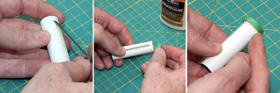 Glue the uncut centering ring onto the end of the tube. Form a fillet using your finger.