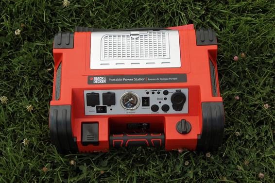 The Black & Decker Portable Power Station must have been designed for rocketry. It has 12-volt DC for the mono and quad launchers, a compressed air feed for water and air rockets, and 120-volt outlets for plugging in computers.