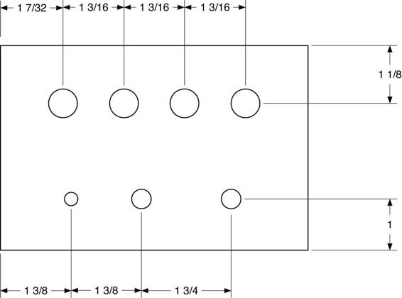 Positions of the holes in the top.