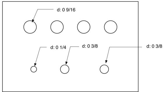 Sizes of the holes in the top. The holes in the top row are the same size.