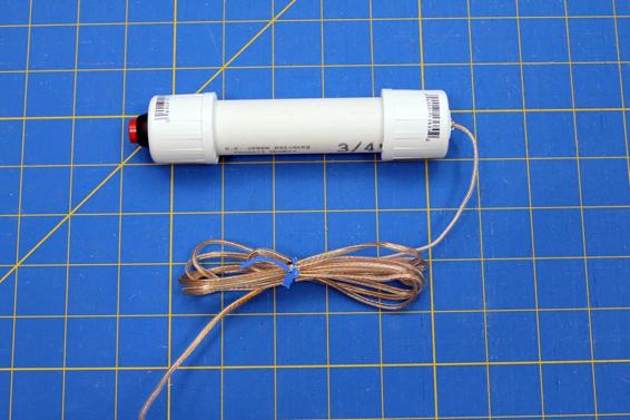 Assemble the PVC pipe and the other end cap to complete the launch controller. Do not glue the end caps.