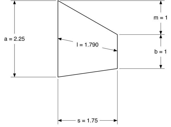 Juno’s fin with the dimensions needed to calculate the center of pressure labeled.