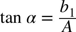 The new tracking equation will use an angle α. Dropping a line from apogee splits the baseline into two components, b1 and b2, that add to B.