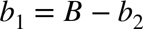 The new tracking equation will use an angle α. Dropping a line from apogee splits the baseline into two components, b1 and b2, that add to B.