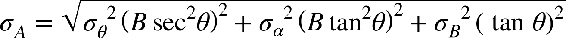 The new tracking equation will use an angle α. Dropping a line from apogee splits the baseline into two components, b1 and b2, that add to B.