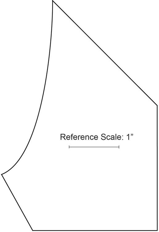 Fin pattern for Themis. You may need to change the curved part slightly to fit the specific soda bottle you are using. A full-size template is available on the author’s website.