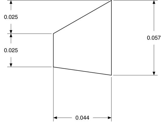 One fin from Juno, with the dimensions shown in meters.