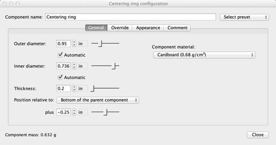 Add two centering rings to the body tube.