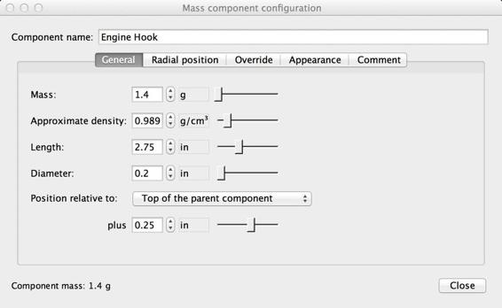 Add an engine hook as a mass object.