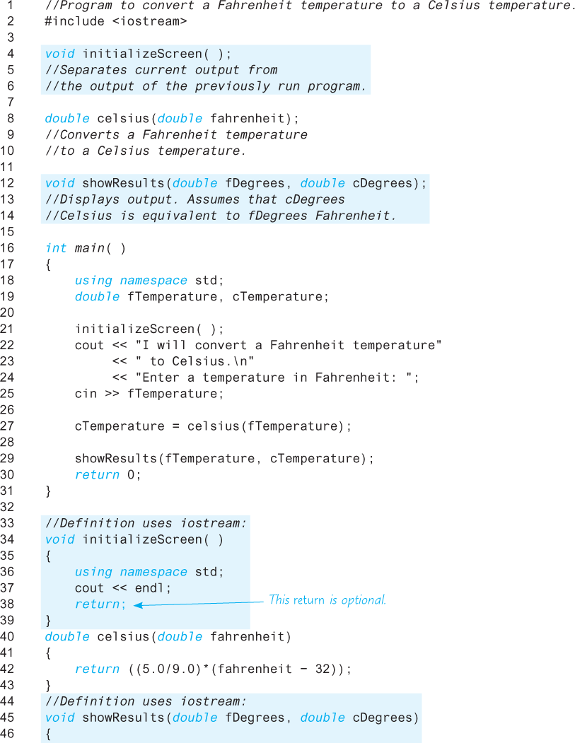 An illustration shows a code segment  with “void Functions.”