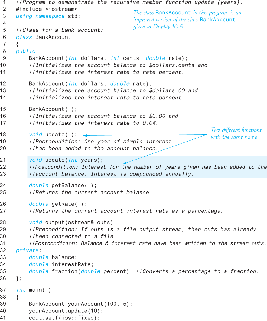 An illustration shows a code segment with a “Recursive Member Function.”