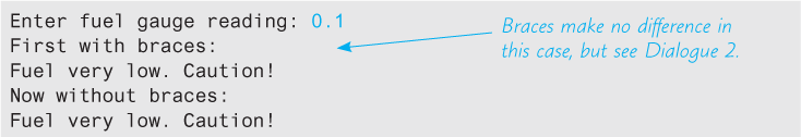 An illustration shows a sample output of a code asking to “Enter fuel gauge reading.”