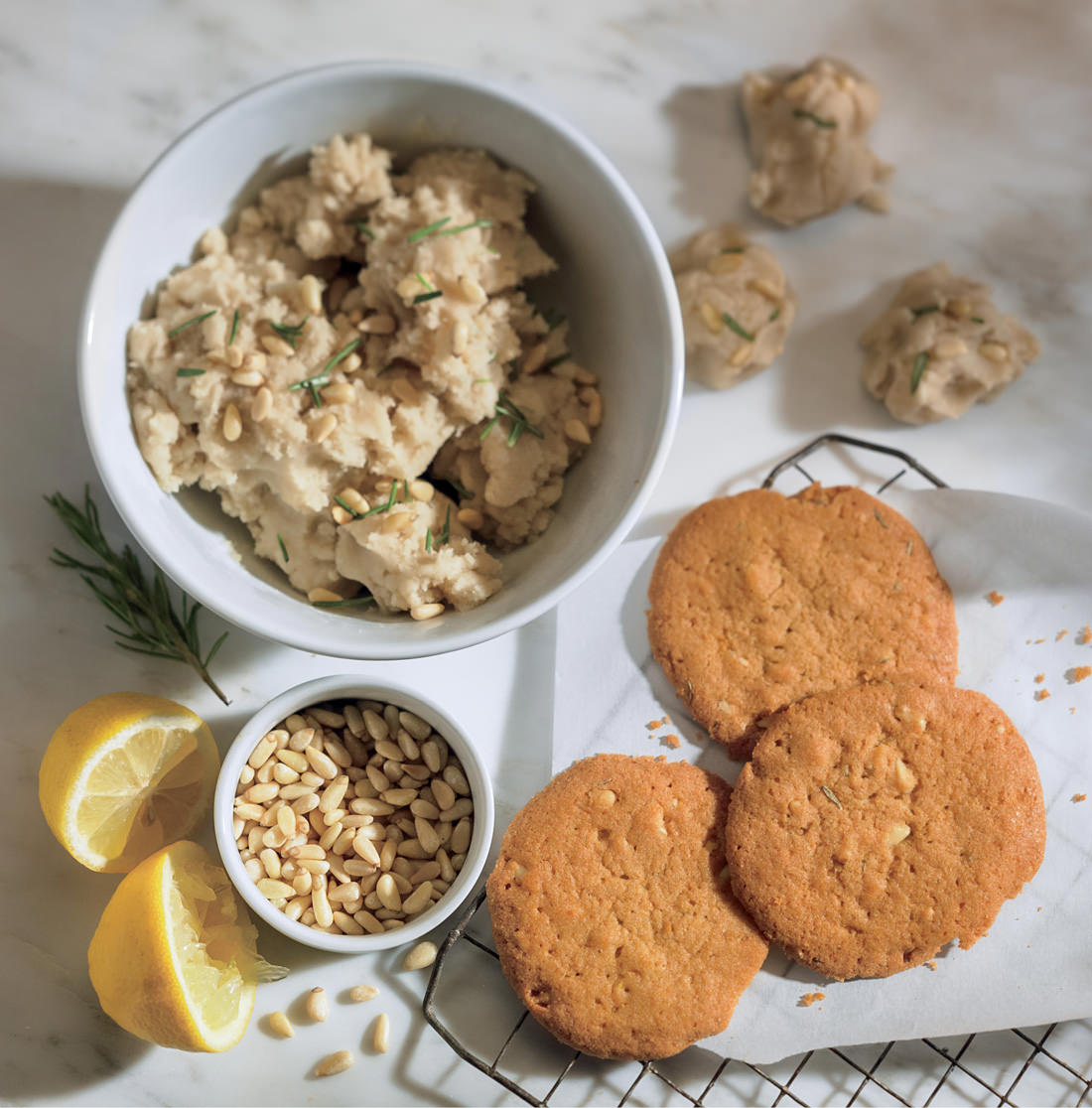 Lemon Pine Nut Rosemary Cookies