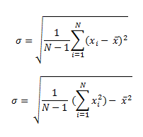 Two equivalent equations for calculation of standard deviation