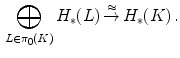 $$\begin{aligned} \bigoplus _{L\in \pi _0(K)} H_*(L) \mathop {\rightarrow }\limits ^{\approx } H_*(K) \,. \end{aligned}$$