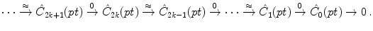 $$ \cdots \xrightarrow {\approx }\hat{C}_{2k+1}(pt)\xrightarrow {0}\hat{C}_{2k}(pt)\xrightarrow {\approx } \hat{C}_{2k-1}(pt) \xrightarrow {0} \cdots \xrightarrow {\approx }\hat{C}_{1}(pt)\xrightarrow {0}\hat{C}_{0}(pt)\rightarrow 0 \, . $$