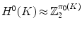 $$H^0(K)\,{\approx }\, {\mathbb Z}_2^{\pi _0(K)}$$