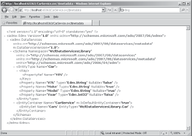 Add /$metadata to the end of the URI to retrieve schema information.